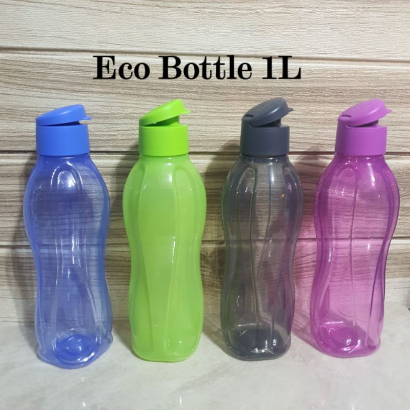 Tupperware Large Slim Eco Water Bottle w/ Straw 32oz Black New