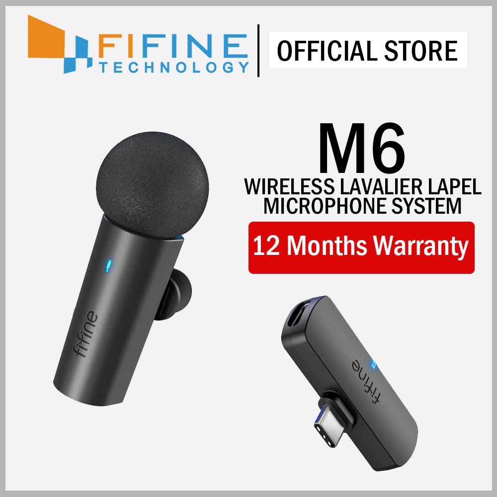 FIFINE Wireless Lavalier Lapel Microphone System for Phones/Tablets, 2