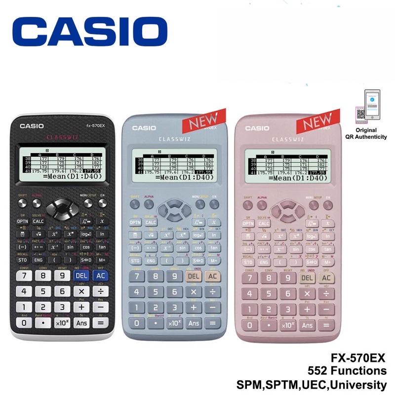 Original CASIO SCIENTIFIC CALCULATOR FX 570EX CLASSWIZ 18Months