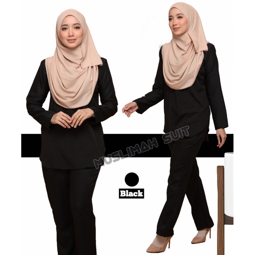 MUSLIMAH SUIT BLOUSE DAN SELUAR PALAZO SET PLAIN BAJU (HOT SELLING