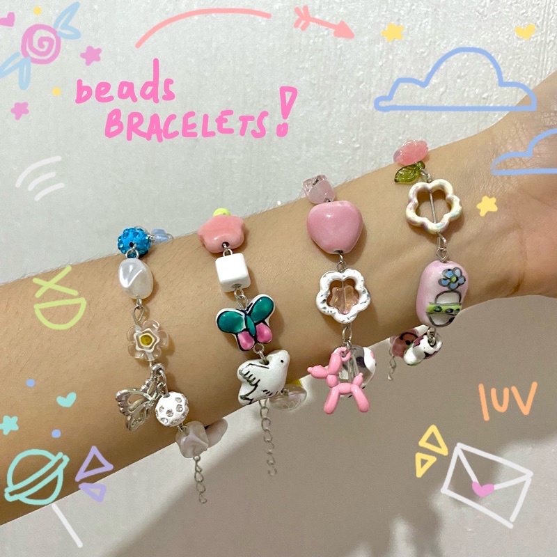 Beadsybeepsy, Coquette beads bracelets/Korean style handmade Beaded  bracelets