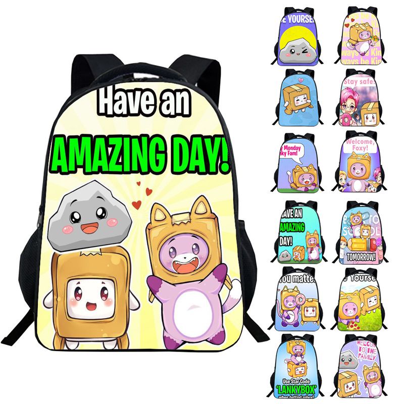 Lankybox Backpack Cartoon Schoolbag Bookbag College Travel Student
