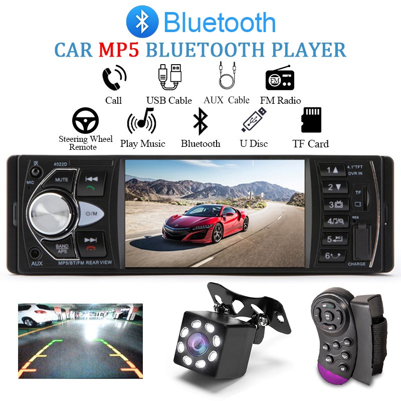 Car Radio 1 Din Autoradio 4022D Bluetooth 4.1 Screen Support Rear View  Camera Steering Wheel Contral Car Stereo