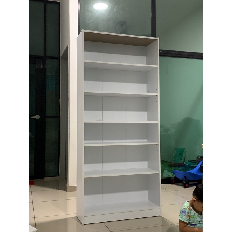 SHIRO Furniture 6ft Bookcase 6 Tier Bookshelf White Color Ikea