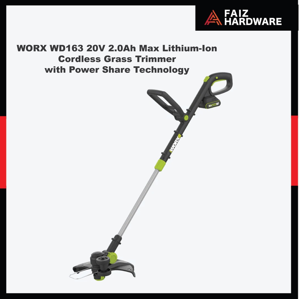 WORX WD163 20V 2.0Ah Max Lithium Ion Cordless Grass Trimmer