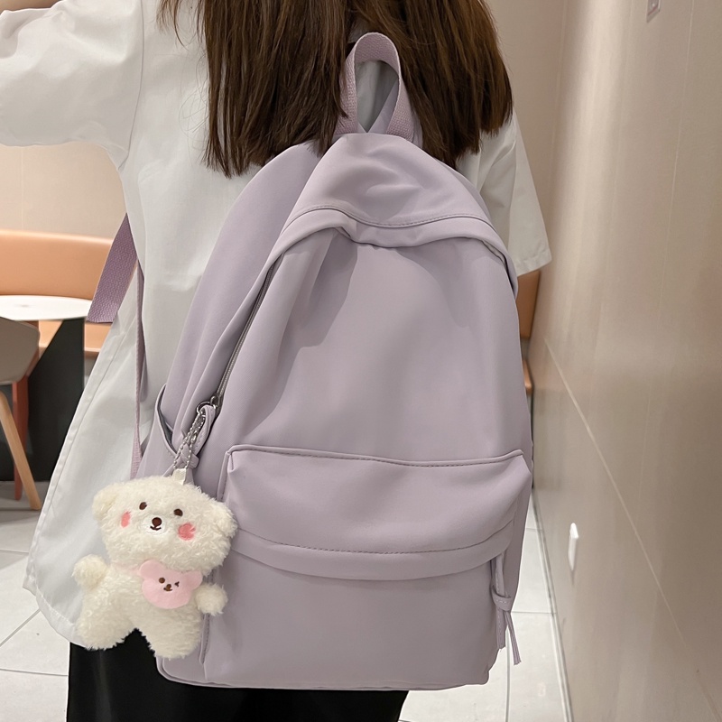 NEW Ins Schoolbag Female Korean Pure Color Niche Simple Japanese Junior  High School Students High School Students Backpack