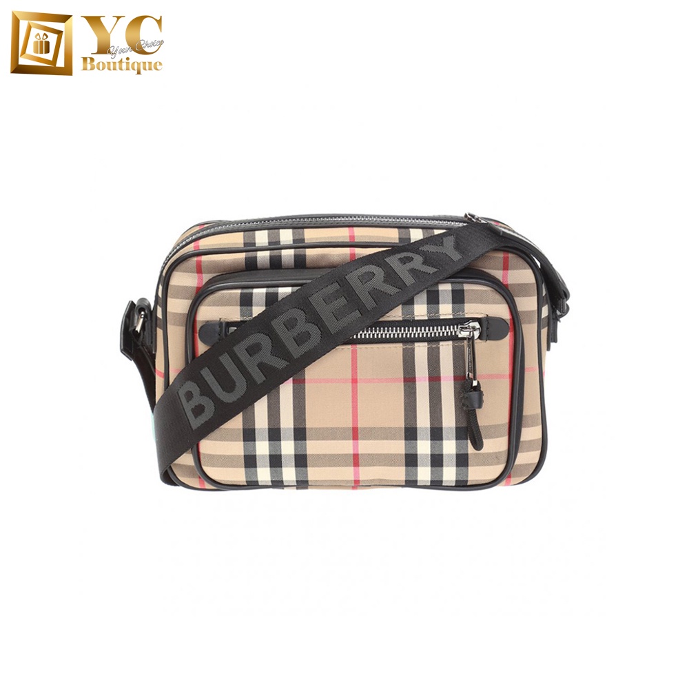 Shop Burberry Vintage check and leather crossbody bag# (80101521