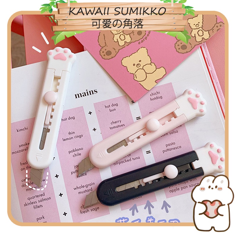 Kawaii Box Cutter Cute Box Cutter (2 Pcs) Cat Paw Box Cat Box