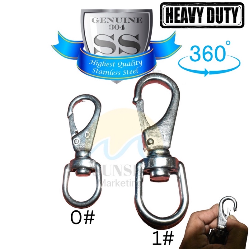 stainless steel 304# swivel eye spring snap hook 0#..1#..[ready stock]