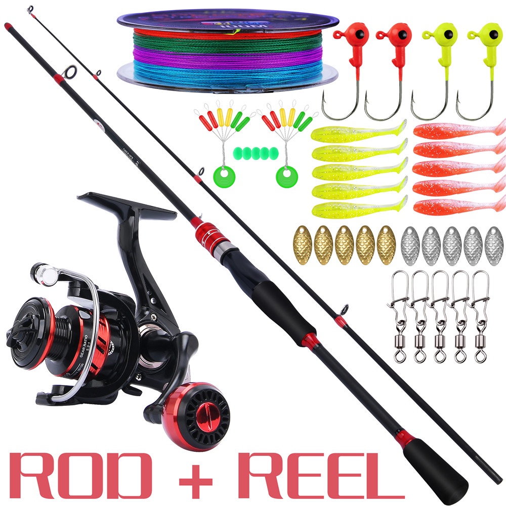Fishing Set 2 Sections 1.65m/1.8m Casting Fishing Rod with Strong Power and  7.2:1 Baitcasting Fishing Reel
