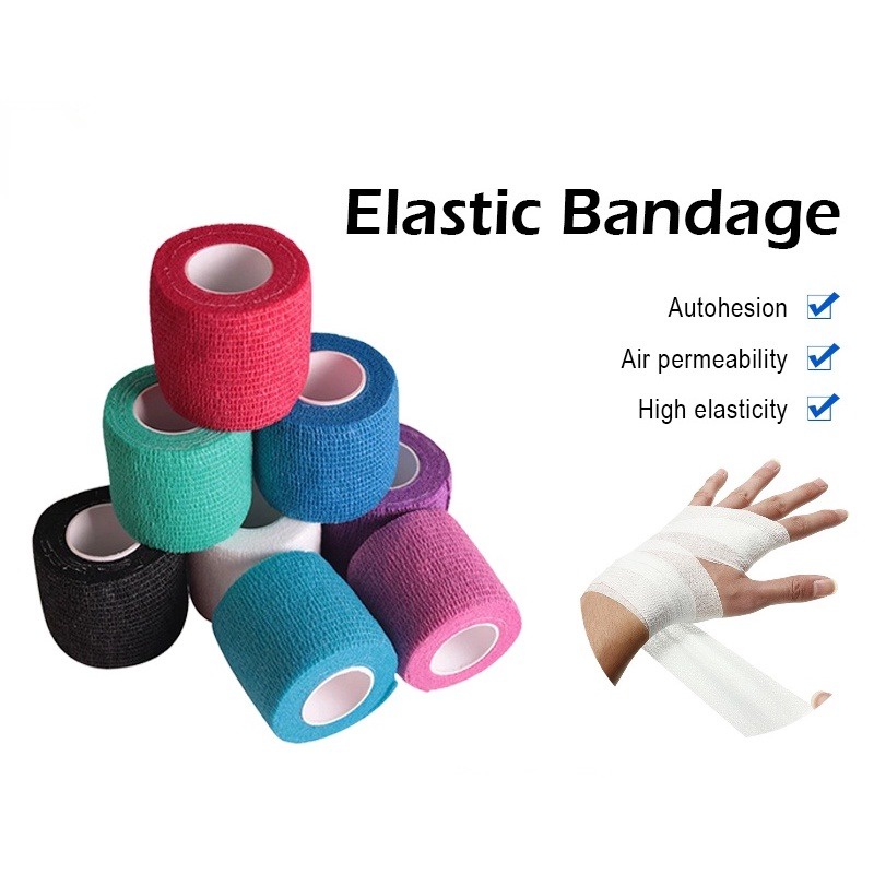 1Roll 2.5/5/10cm Gauze Medical Bandage Self-adhesive Breathable Elastic  Bandages for Sports Fixing Finger Wrist Leg Pet Bandages