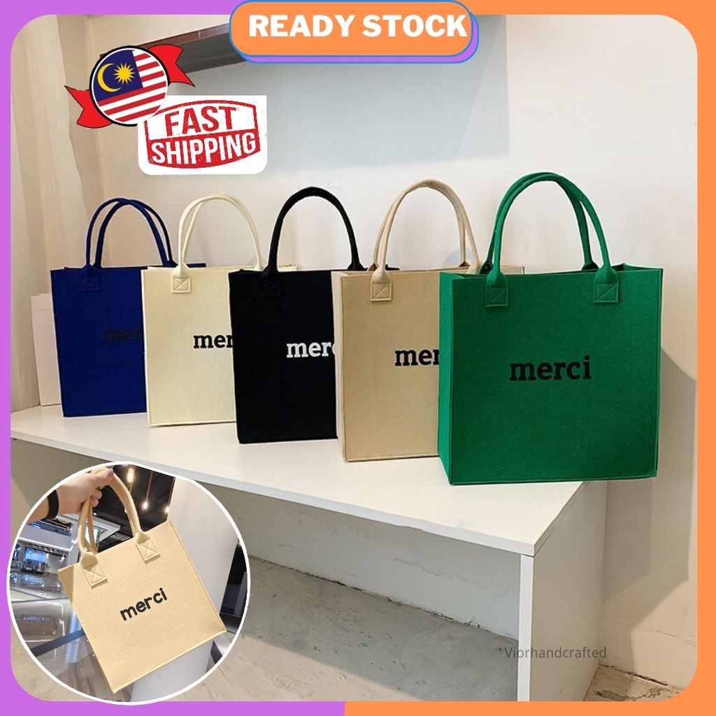 Felt Tote Bags merci Handbag Fushion Shopping Bag 时尚毛毡包 Women Storage Bags  Large Multi-color Shoulder Bags Mummy bag