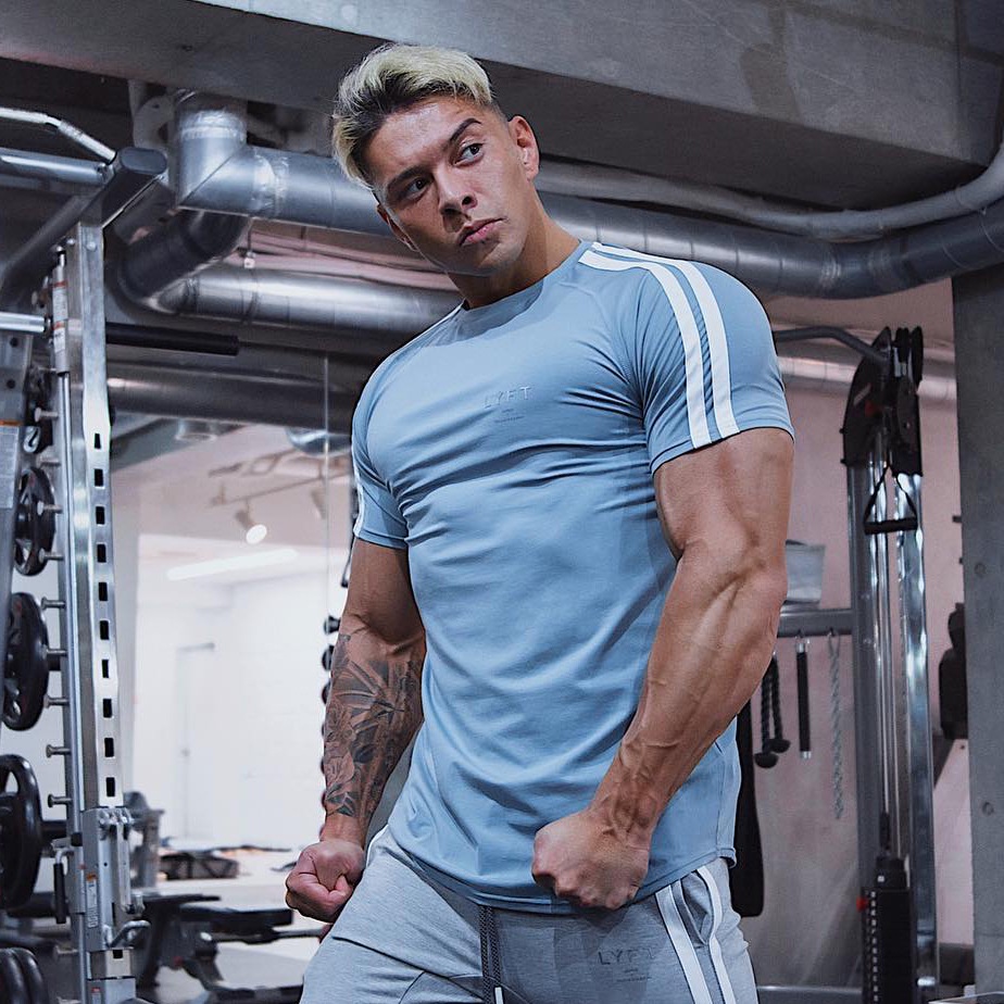 Mens Short Sleeve Hoodies T-Shirt Fitness Workout Gym Slim Muscle Tee Tops