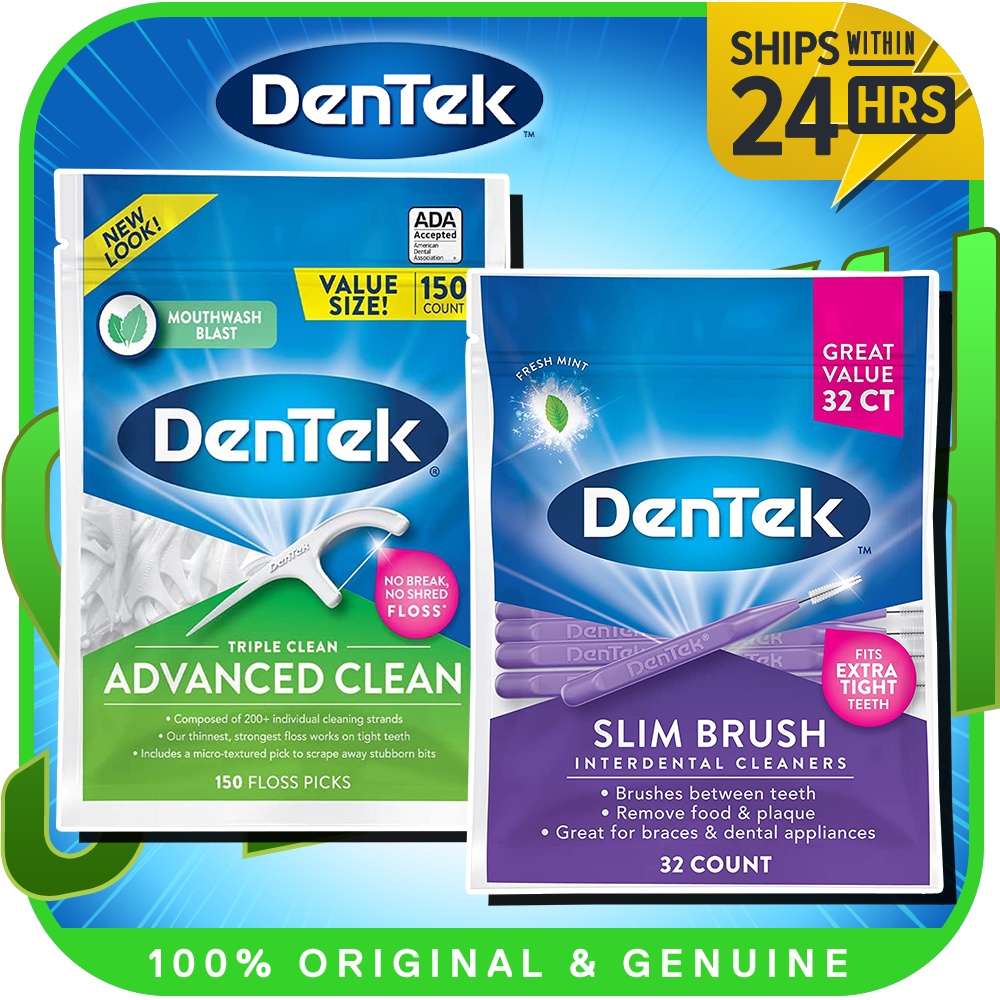 Dentek Slim Brush 32 Count Deep Clean Tight Teeth (6 Pack)