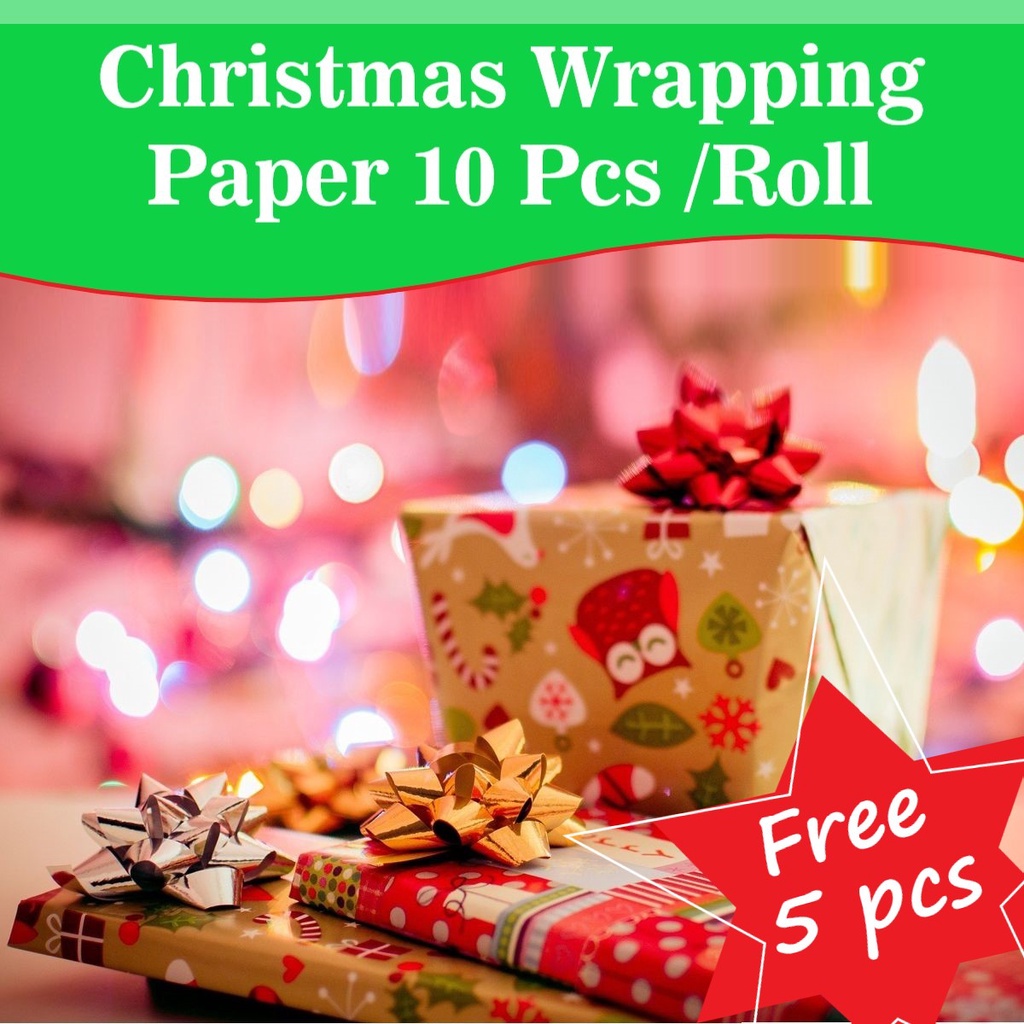 5Pcs/set Christmas Wrapping Paper Roll New Year Holiday Gift