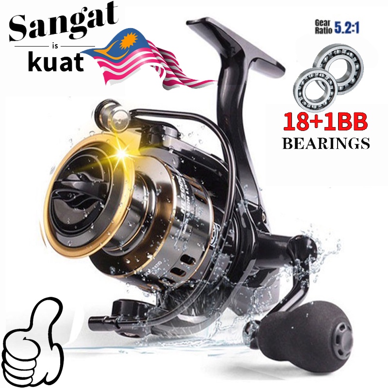 Spinning Fishing Reel Wheel 7+1BB 5.2:1 Gear Ratio Metal Spool