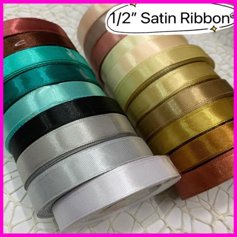 Premium Satin Ribbon Half Inch used for Gift Wrapping, Scrapbooking, Crafts