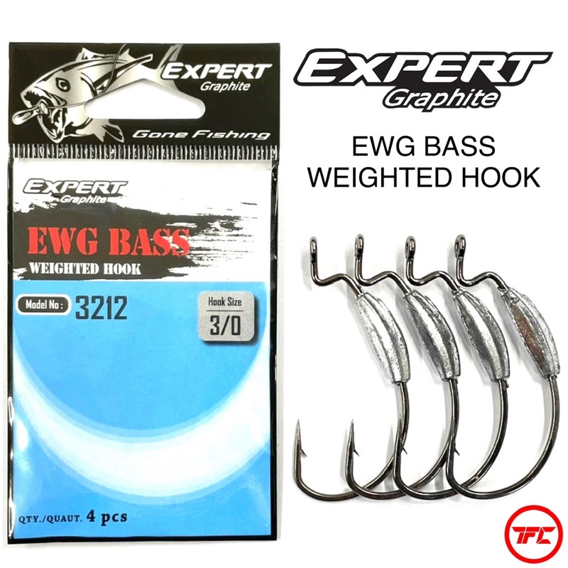 EXPERT GRAPHITE EWG Bass Weighted Hook 3212 Worm Soft Plastic