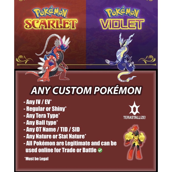 ✨ Custom Pokemon Team ✨ Shiny ✨ MAX EV-IV ✨ Pokemon Scarlet