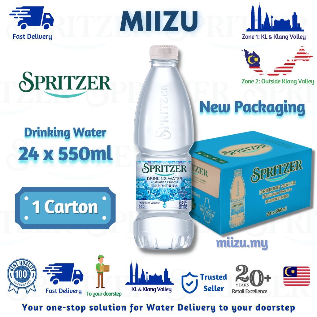 Spritzer Distilled Drinking Water 24x550ml