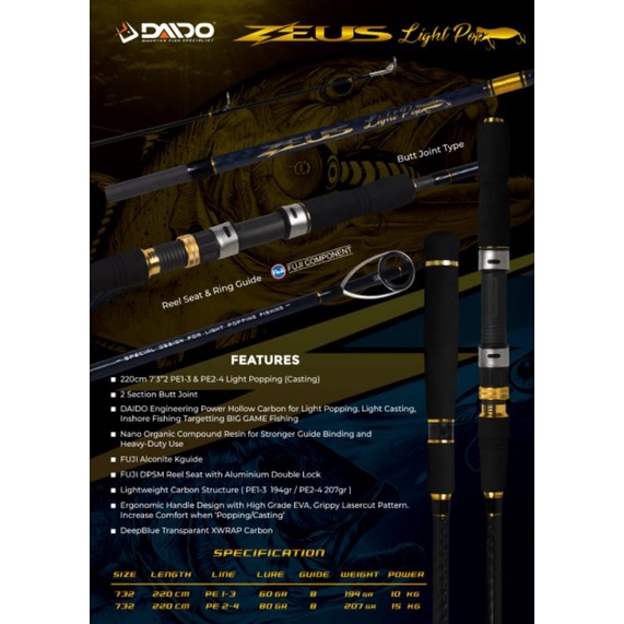 Daido ZEUS pe1-3 And 2-4. LIGHT POPPING Rods