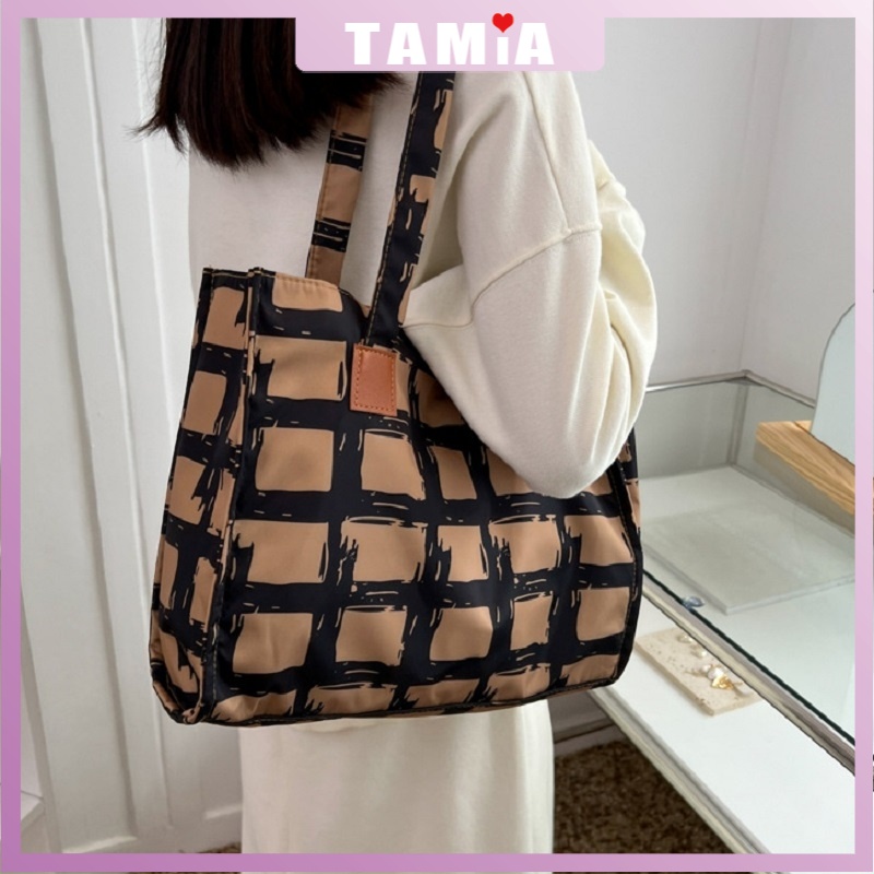 Checkered Pattern Bucket Bag, Vintage Style Shoulder Bag, Trendy