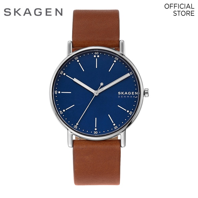 Skagen men's leather outlet watch