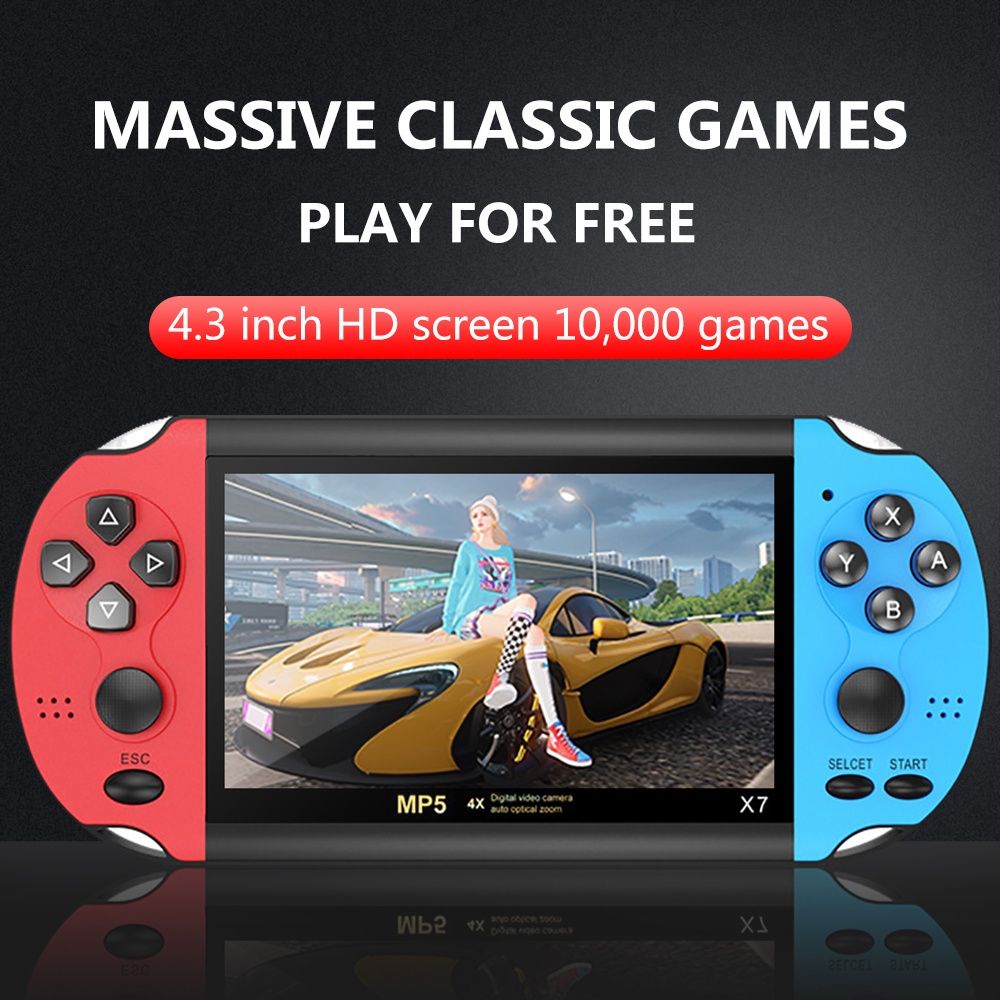 New X7 Portable Retro Game Console 4.3 Inch Screen Mp4 Player 8GB Video  Game 10000 Games | Shopee Malaysia