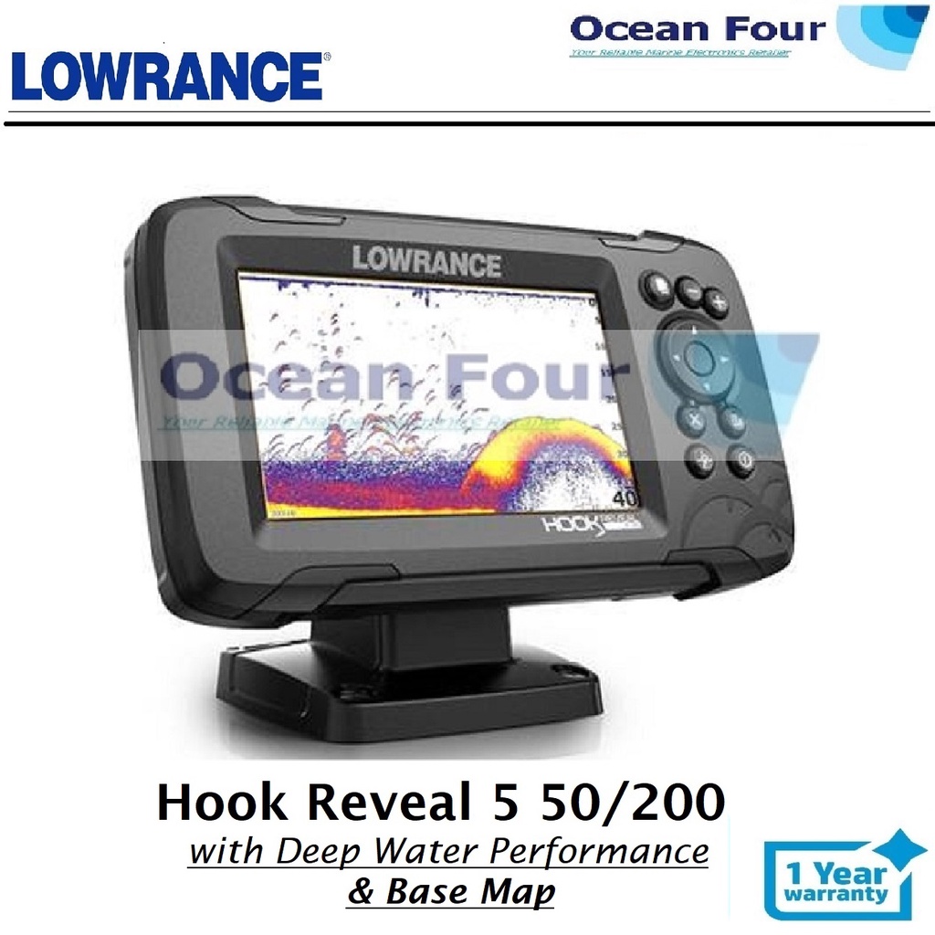 Lowrance Hook Reveal 5 50/200 with Deep Water Performance BASEMAP/CMAP