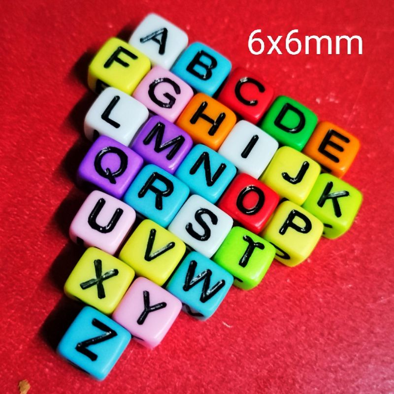 Plastic White 11mm Cube Alphabet Beads, Random Mix, (Horizontal