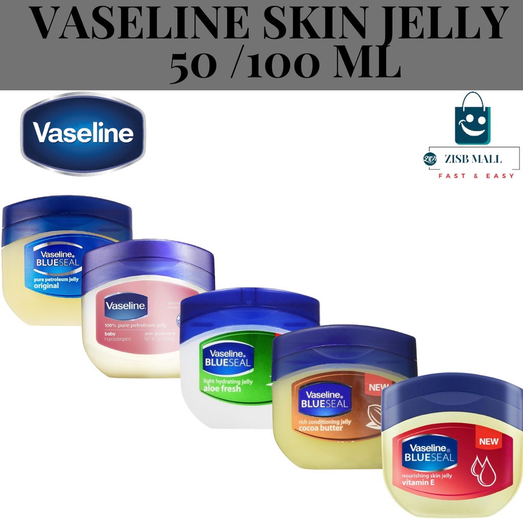 Vaseline Blueseal Pure Petroleum Jelly, Original - 3.38 oz(100 ml) x 4 Pack