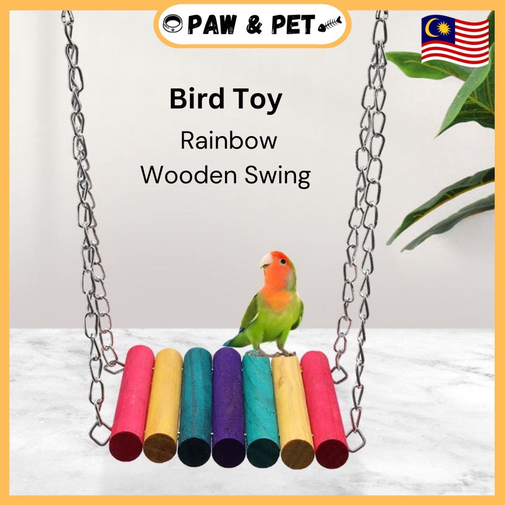 Wooden best sale bird swing