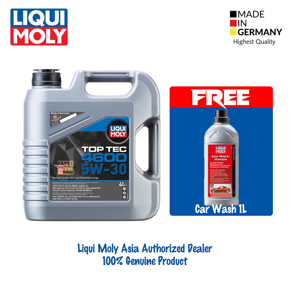 FREE CARWASH] LIQUI MOLY TOP TEC 4600 5W30 ENGINE OIL (4L