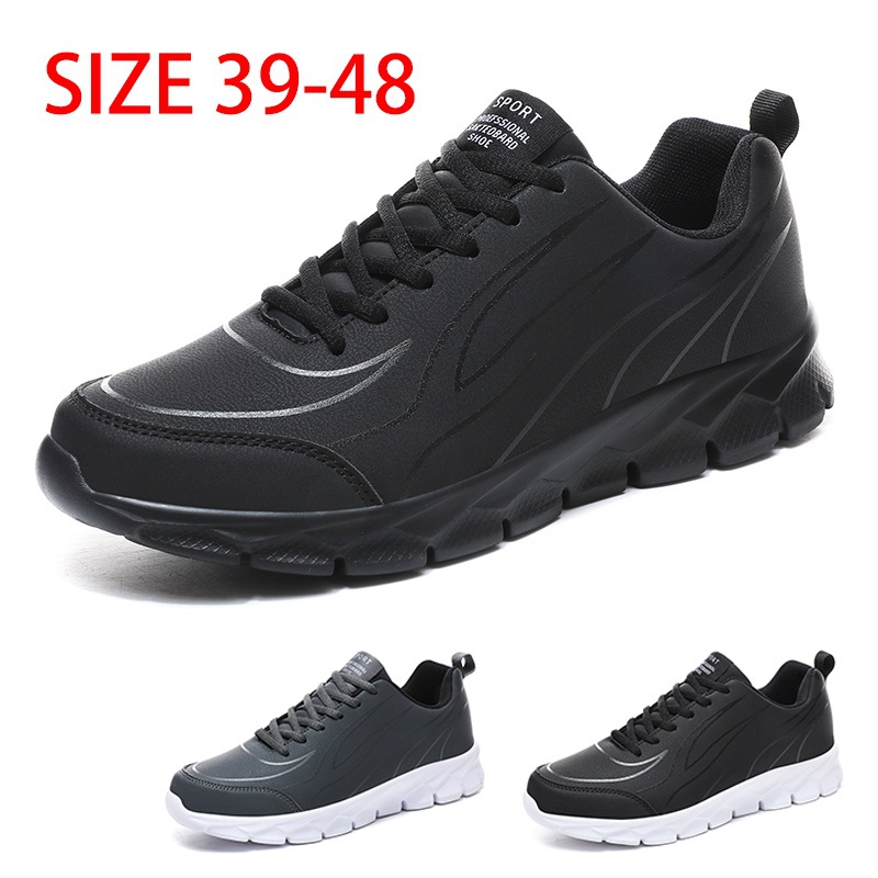 Comfort Walking Shoes Men's Black Sneakers EUR Size 39-48 Men's Track And  Field Golf Shoes Outdoor High Quality Athletics Sneakers All-match Trend  Casual Sport Shoes Male PU Leather Mesh Lace-up Jogging Shoes