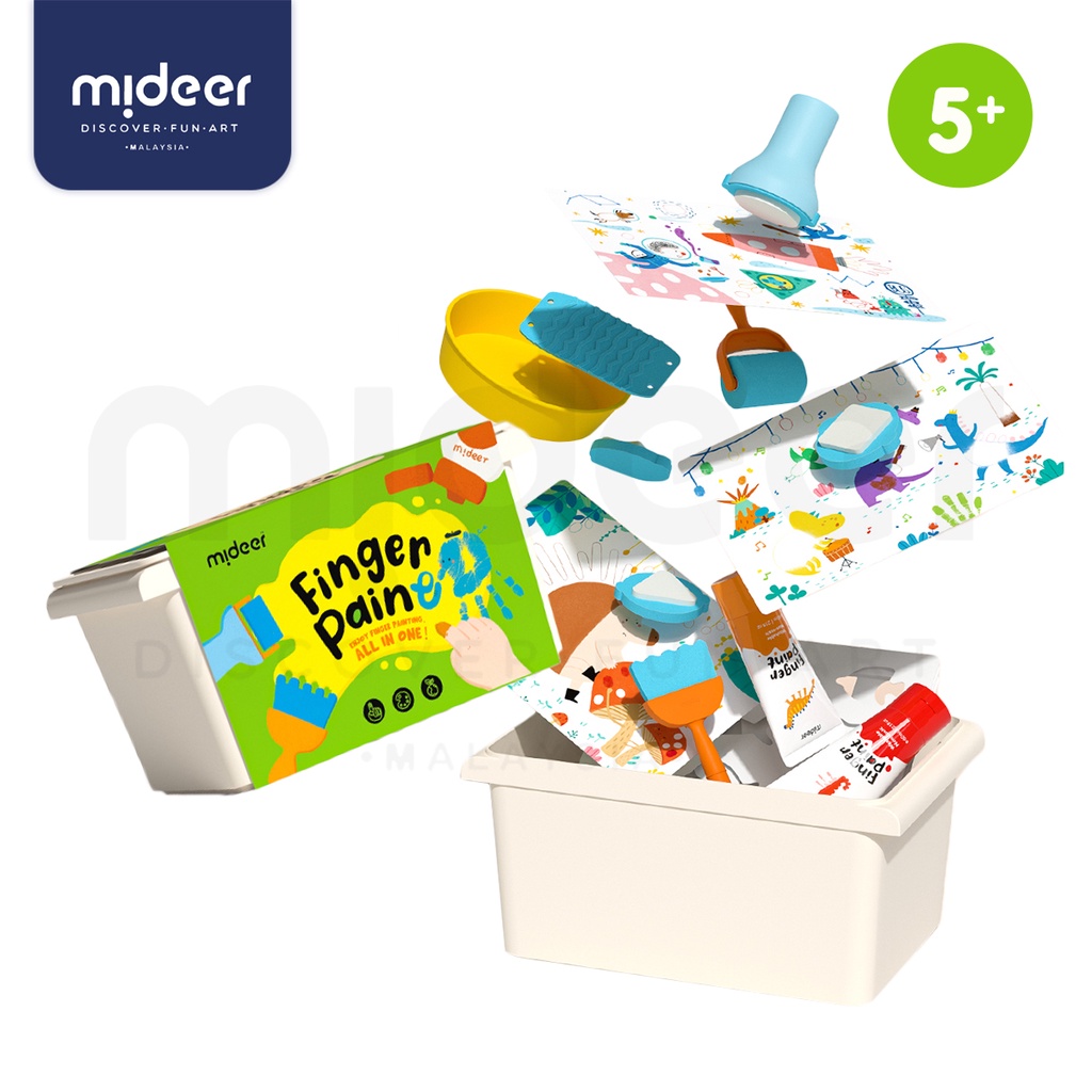 mideer - Finger Paint Art Box for Toddlers Ages 3+, Non-Toxic & User Friendly, 12 Colors, Multiple Drawing Tools and Painting Papers