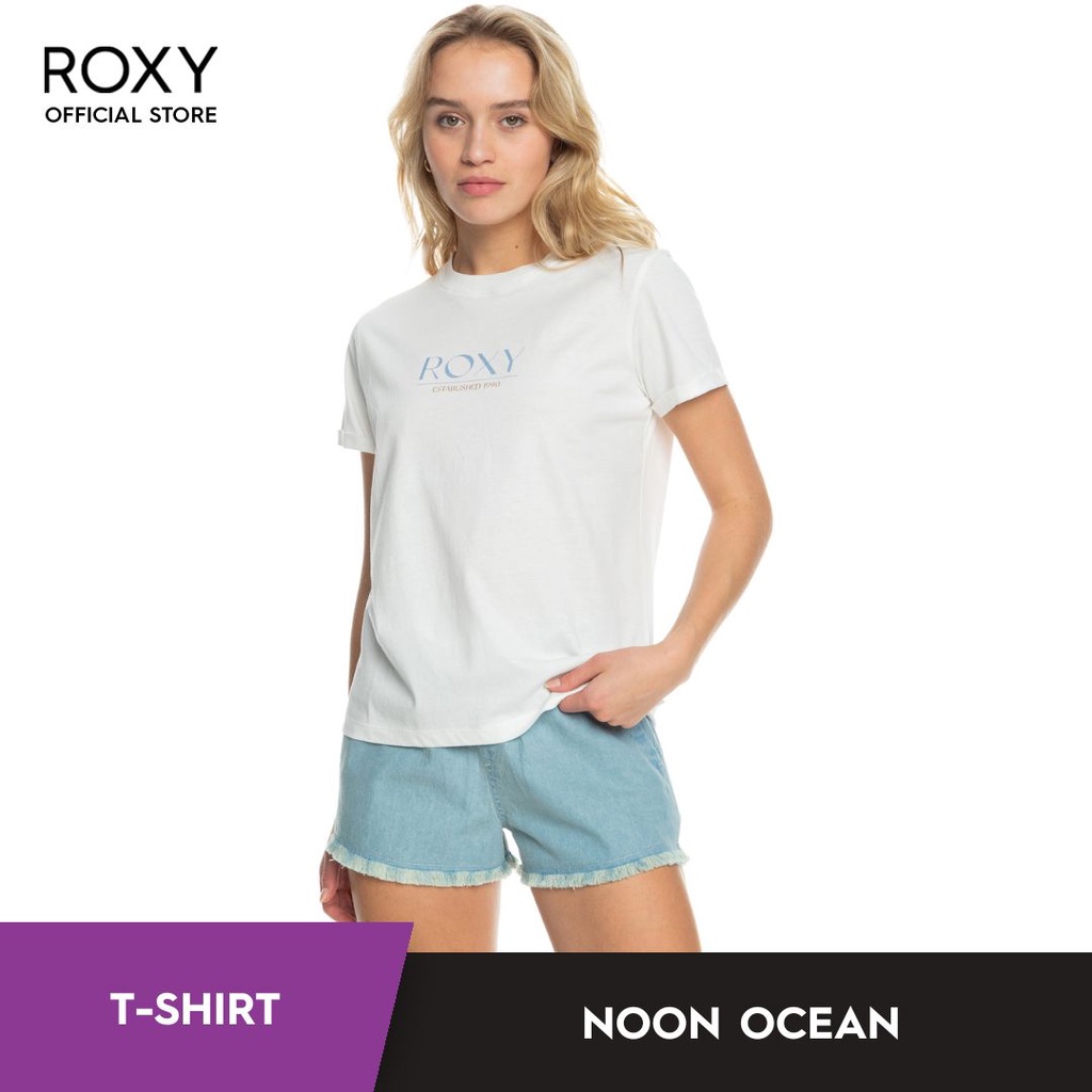 Roxy Short Organic - Malaysia Shopee Ocean Sleeve White/White/White Noon Tee | Women