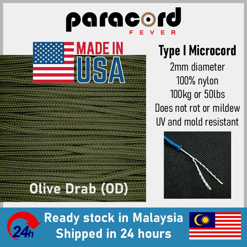 Made in USA - 3mm Type II 425 Tali Paracord Rope Parachute Cord