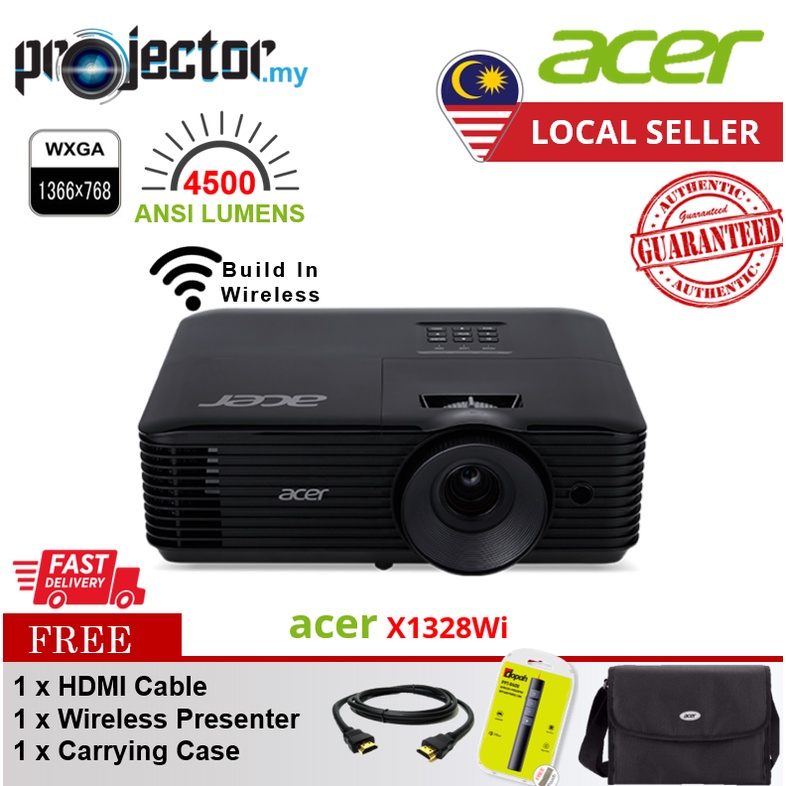 Acer X1328wi WXGA 4500 ANSI Lumens Wireless DLP Projector, High