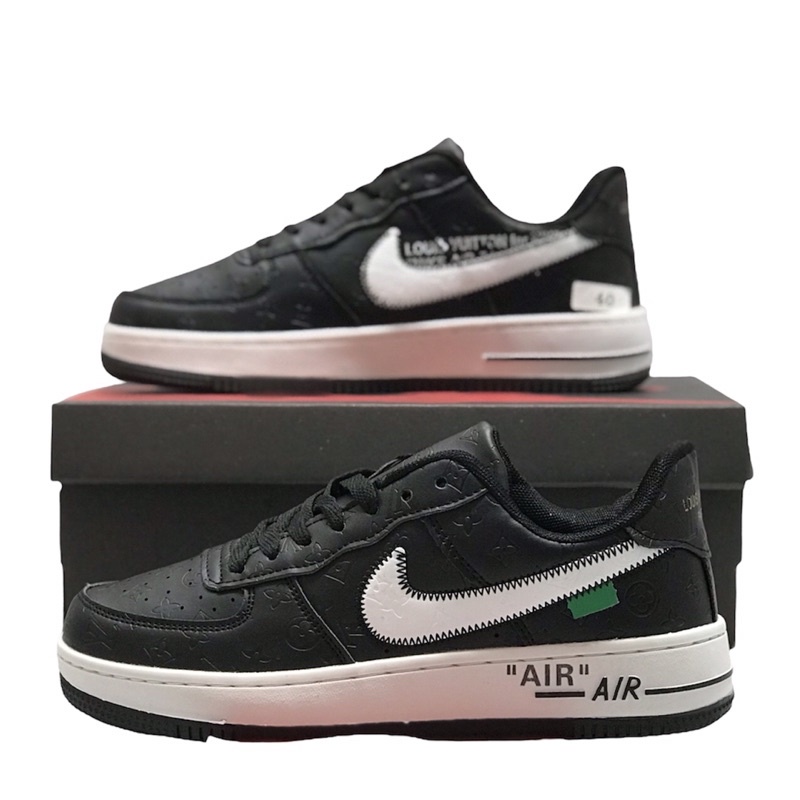 Nike Air Force 1x LV Black White Sepatu | Shopee Malaysia