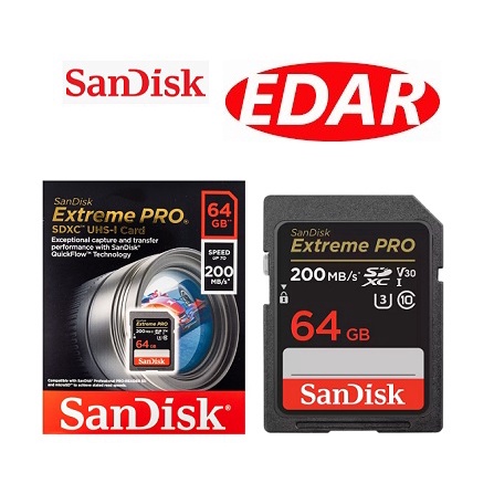 SanDisk 64GB Extreme PRO SDXC C10 UHS-I/U3/V30 SD Card up to 200MB/s UHD  Video