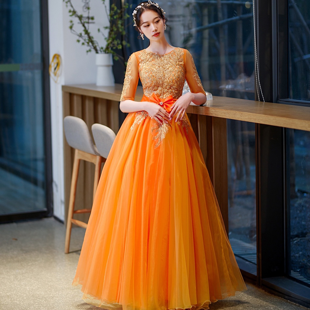 Orange dinner shop dress