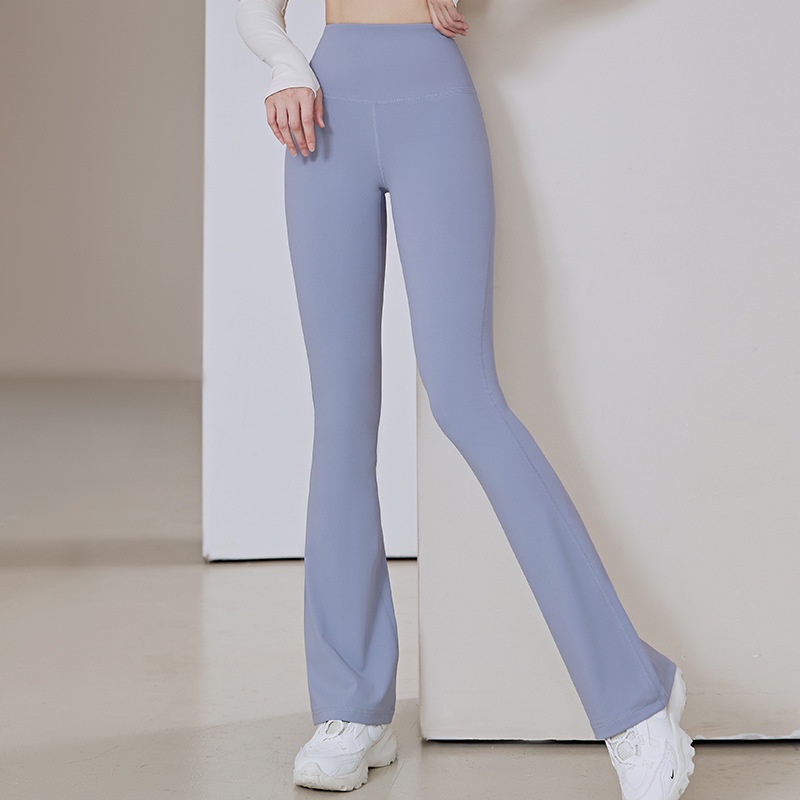 Women Solid High Waist Flare Wide Leg Chic Trousers Bell Bottom