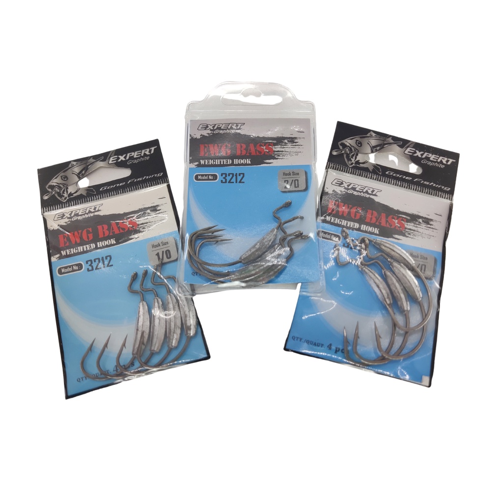 EXPERT GRAPHITE EWG BASS WEIGHTED HOOK - 3212 4PCS HOOK JIGHEAD