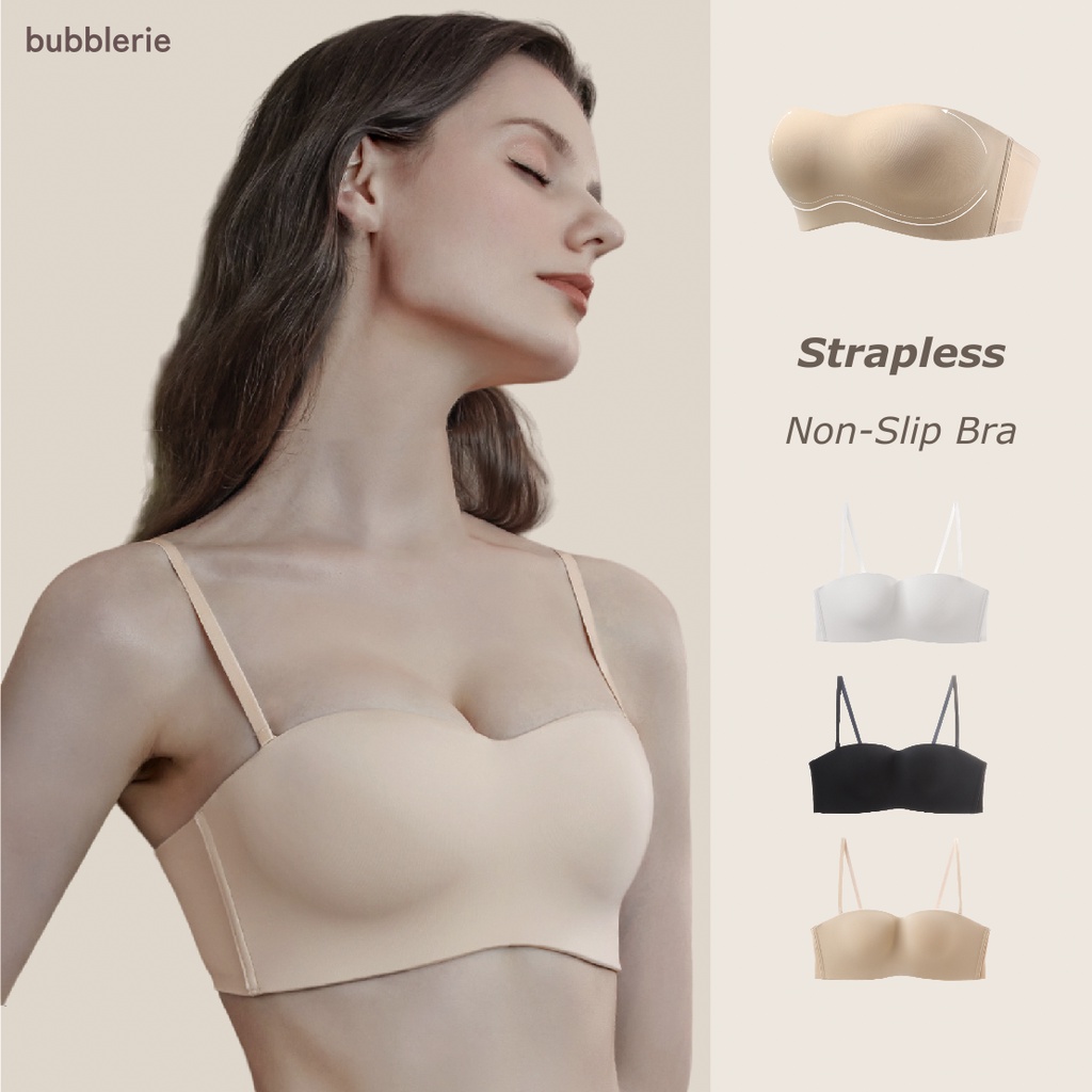 🇲🇾[Non-Slip] Bubblerie Non-Slip Strapless Wireless Seemless Bra Underwear  1/2 Half Cup Tube Top 平口无痕无肩带半杯内衣