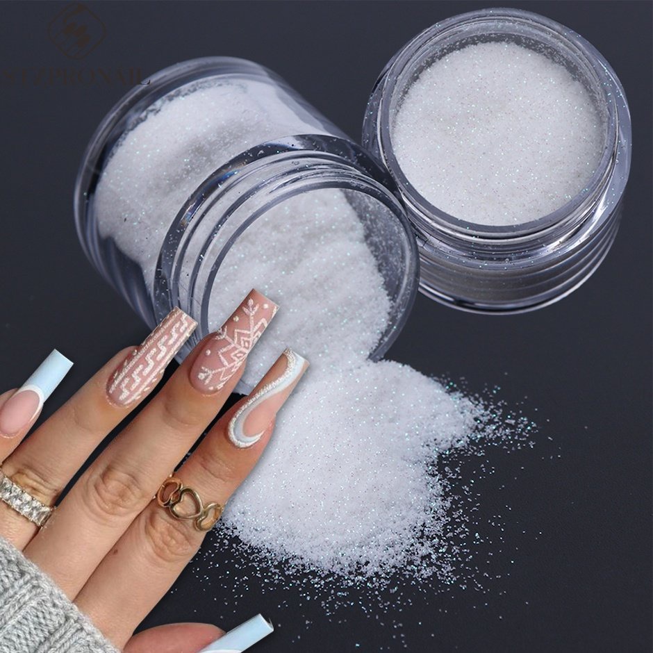 1 Box White Black Sugar Nail Glitter Powder for Snowflake Sweater Yarn Dust  Pigment DIY Decoration Accessories