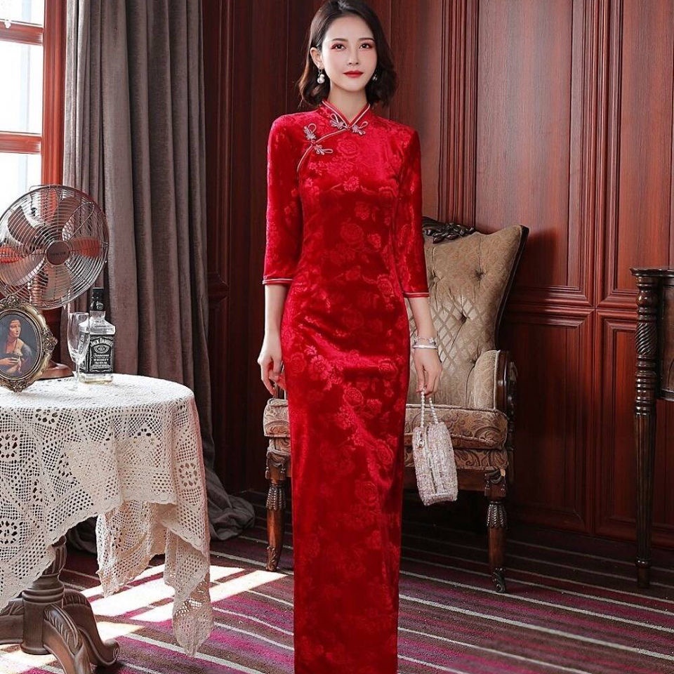 Long shop sleeve qipao