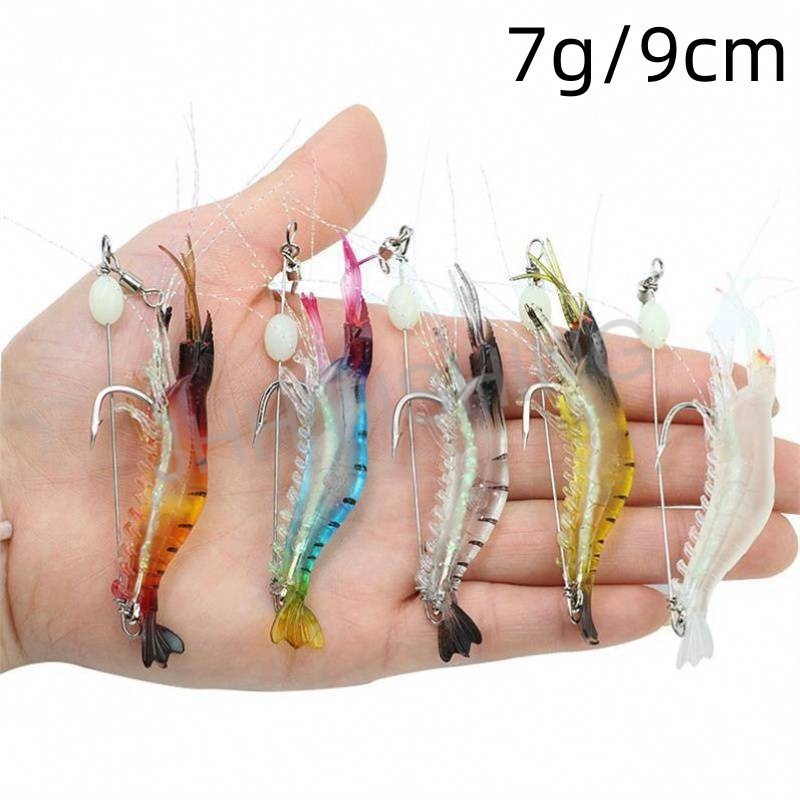 7g/9cm】Shrimp Fishing Lure Udang Luminous Shrimp Hooks Baits