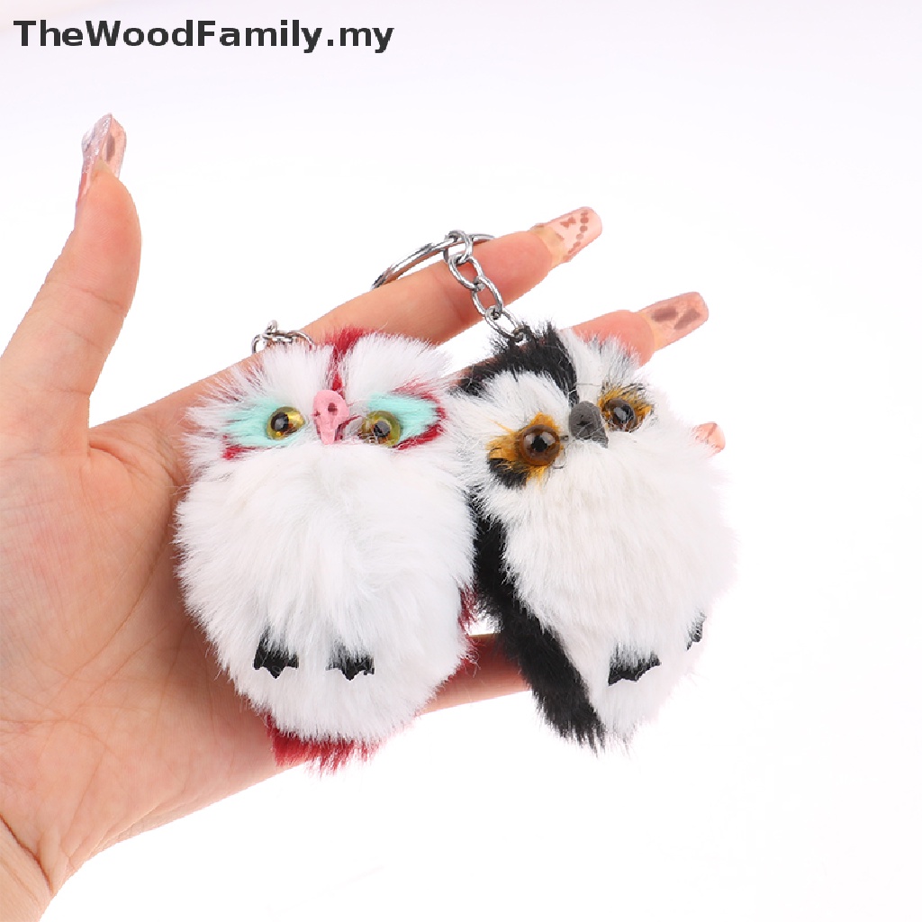 Mini Plush Fur Owl Key Chain Fluffy Nighthawk Keychain Trinket Women  Jewelry 1Pc