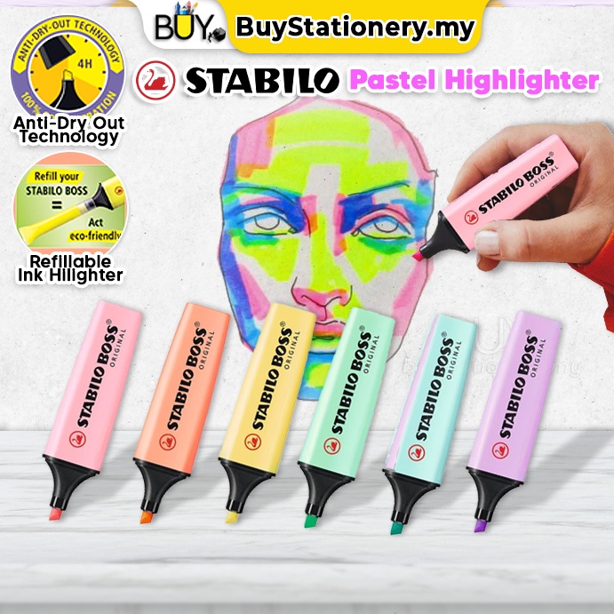 Stabilo Boss Original Pastel Colour Highlighter Marker Pen Chisel