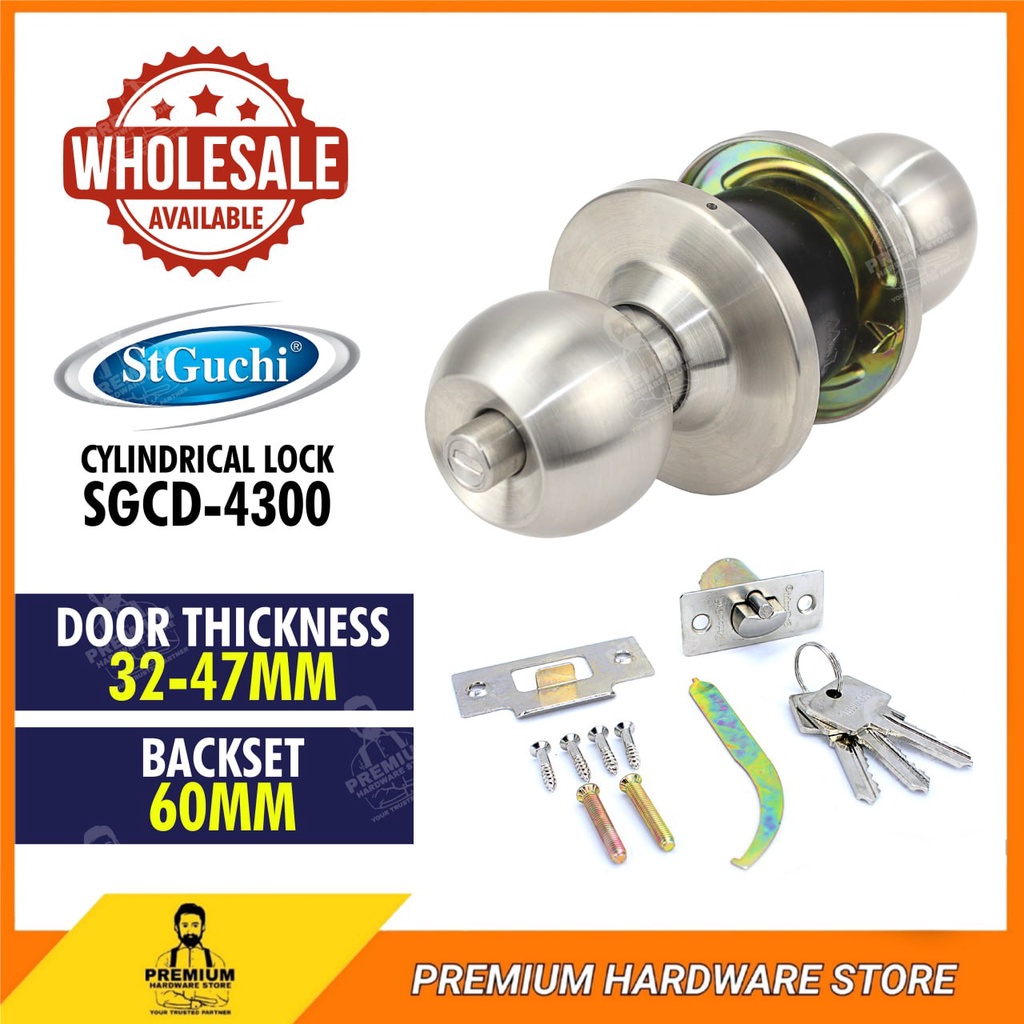 ST GUCHI SGCD-4300 Cylindrical Door Lock Stainless Steel Round